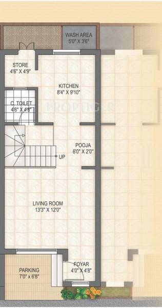 Raghukul Builders Earth 23 Floor Plan (2BHK+2T)