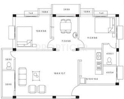 PK Goldmine Residency (1BHK+1T (510 sq ft) 510 sq ft)