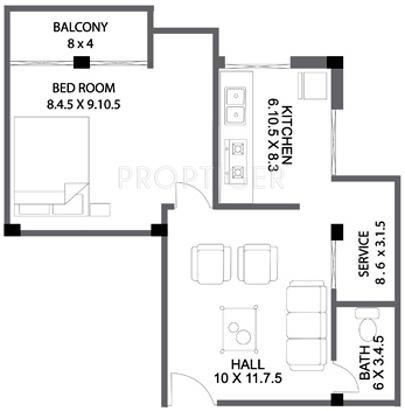 PK Goldmine Residency (1BHK+1T (510 sq ft) 510 sq ft)