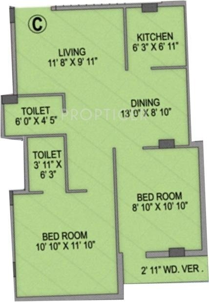 Bhawani Apartment 2 (2BHK+2T (880 sq ft) 880 sq ft)