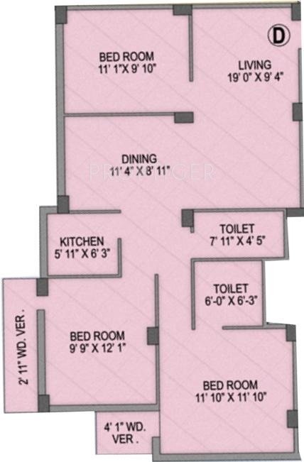 Bhawani Apartment 2 (3BHK+2T (1,273 sq ft) 1273 sq ft)