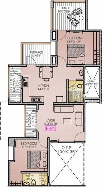 Ganesh Sachi Residency Phase II (2BHK+2T (1,069 sq ft) 1069 sq ft)