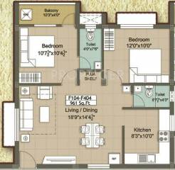SP Shyams Yes Gee Yes (2BHK+2T (961 sq ft) 961 sq ft)