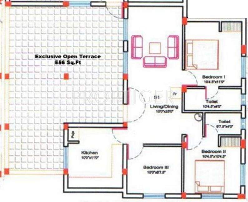 Aatmaja Anand Meenakshi (3BHK+3T (1,045 sq ft) 1045 sq ft)