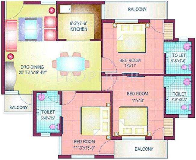 Giriraj Shri Krishna Greens (3BHK+3T (1,300 sq ft) 1300 sq ft)