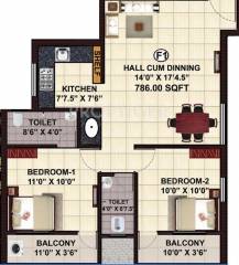 JKB 7 Heaven (2BHK+2T (820 sq ft) 820 sq ft)