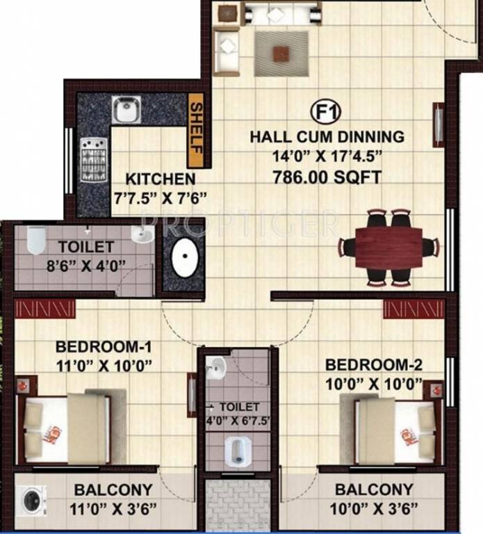 JKB 7 Heaven (2BHK+2T (820 sq ft) 820 sq ft)
