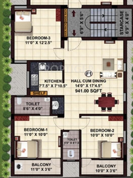 JKB 7 Heaven (3BHK+2T (1,240 sq ft) 1240 sq ft)