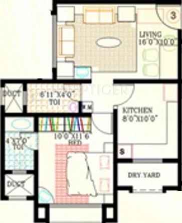 Ramdev Properties AMI Drashti Floor Plan (1BHK+1T)