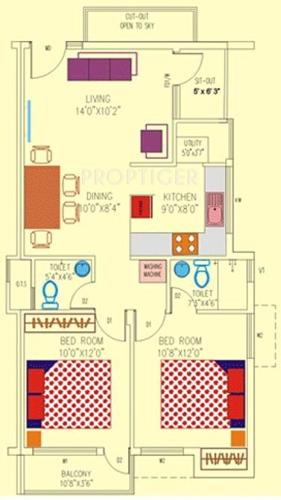 Vaikund Sundaram Apartment (2BHK+2T (1,071 sq ft) 1071 sq ft)