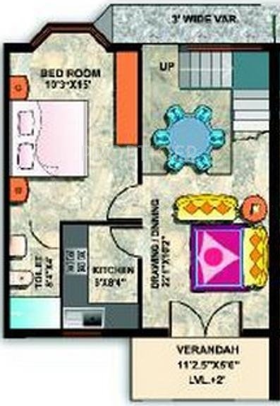 Merlin Greens Villa (2BHK+2T (950 sq ft) 950 sq ft)