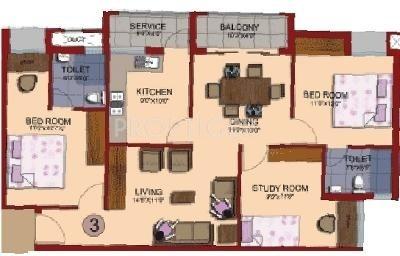 Chettinadd CKH Thulasi Enclave (3BHK+3T (1,273 sq ft) + Study Room 1273 sq ft)