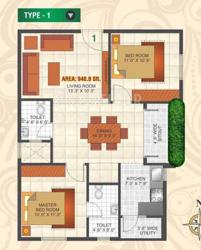 Lakasa Malibu Palozza (2BHK+2T (940 sq ft) 940 sq ft)