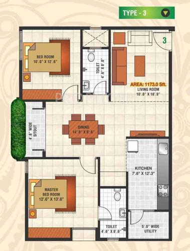 Lakasa Malibu Palozza (2BHK+2T (1,173 sq ft) 1173 sq ft)