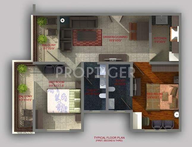 Satyam Yashoda Residency Apartment (2BHK+2T (800 sq ft) 800 sq ft)