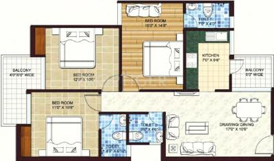 Aaradhya AB Star City (3BHK+3T (1,410 sq ft) 1410 sq ft)