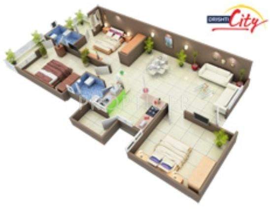Drishti City (3BHK+3T (1,500 sq ft) 1500 sq ft)