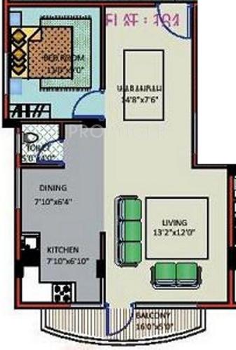 Viswas Engineers Syndicate Sriya Paradise Floor Plan (1BHK+1T)