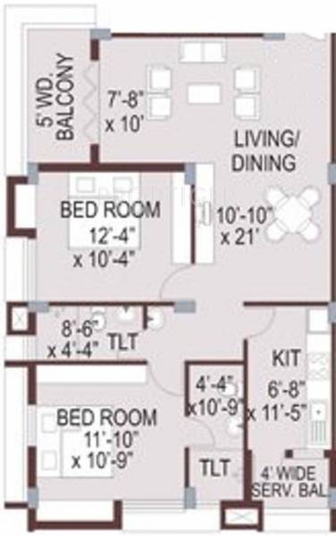 Merlin Daffodil (2BHK+2T (926 sq ft) 926 sq ft)