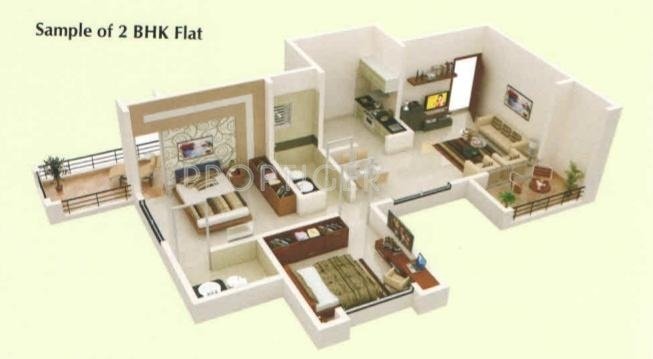 Mrunal Dewdrops (2BHK+2T (890 sq ft) 890 sq ft)