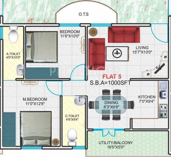 Hari Royal Palace (2BHK+2T (1,000 sq ft) 1000 sq ft)