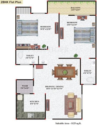 Navaakar Parke Serene (2BHK+2T (1,125 sq ft) 1125 sq ft)
