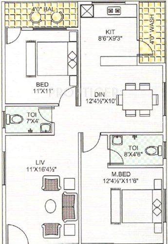 Sowmya Sai Sunrise (2BHK+2T (1,120 sq ft) 1120 sq ft)