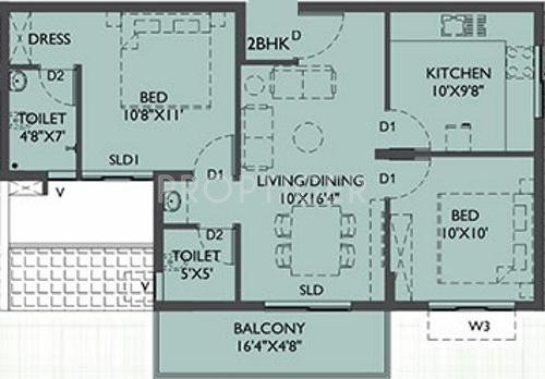 Hindusthan Garden City (2BHK+2T (1,000 sq ft) 1000 sq ft)