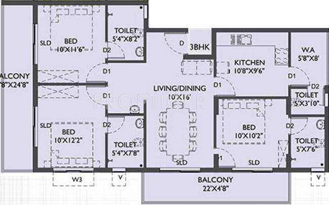 Hindusthan Garden City (3BHK+4T (1,464 sq ft) 1464 sq ft)
