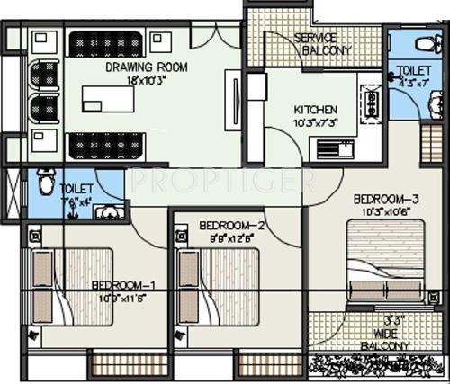 M K Gurudatta Residency (3BHK+2T (1,150 sq ft) 1150 sq ft)