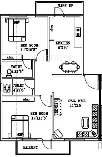 M K Shubhlakshmi Residency (2BHK+2T (950 sq ft) 950 sq ft)
