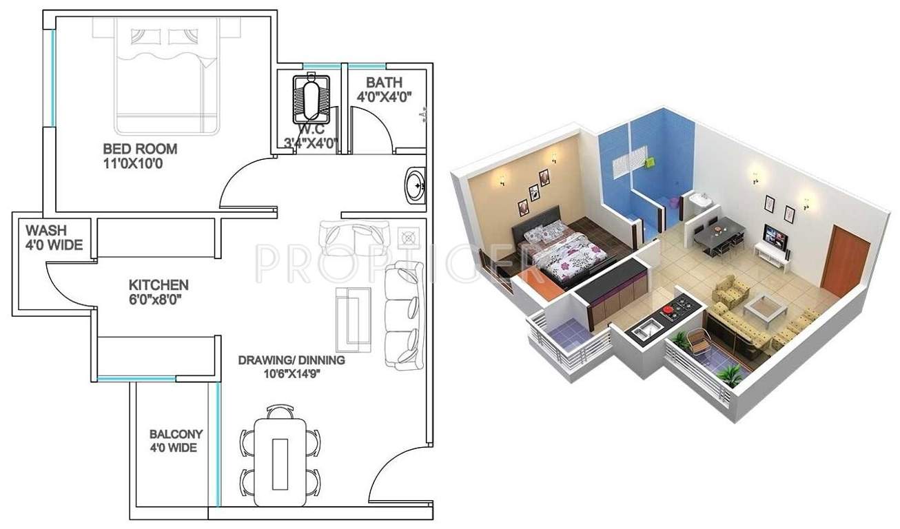 SBD Cosmos City Apartments (1BHK+1T (693 sq ft) 693 sq ft)