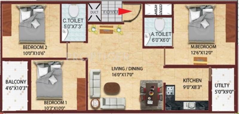 Ajantha Royal (3BHK+2T (1,300 sq ft) 1300 sq ft)