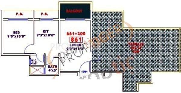 Topline Paradise (1BHK+1T (630 sq ft) 630 sq ft)