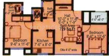 Topline Paradise (2BHK+2T (729 sq ft) 729 sq ft)