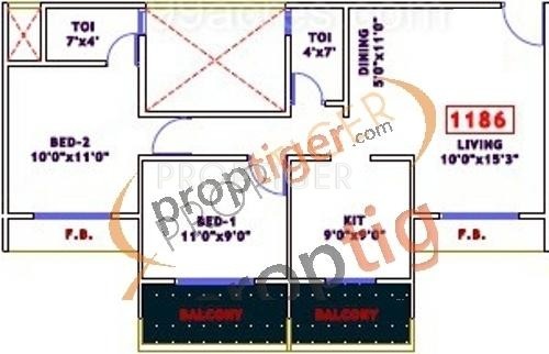 Topline Paradise (2BHK+2T (729 sq ft) 729 sq ft)