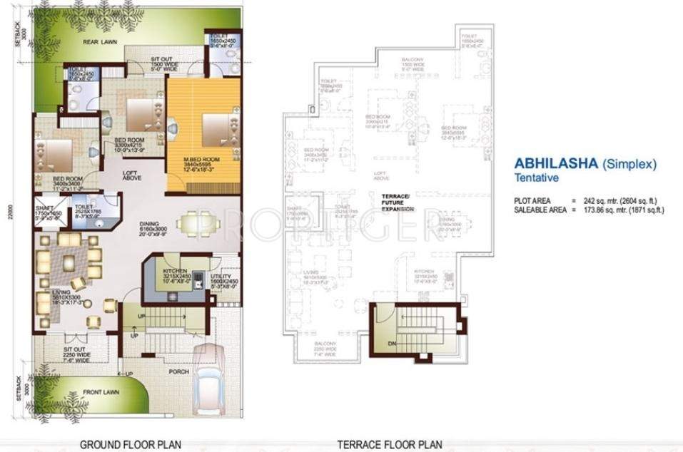Ansal Sushant Taj City (3BHK+3T (1,871 sq ft) 1871 sq ft)