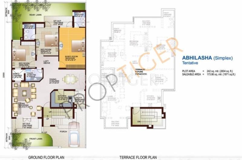 Ansal Sushant Taj City (3BHK+3T (1,871 sq ft) 1871 sq ft)