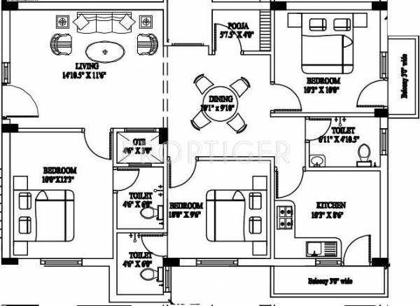 Build Malars Dew Flower (3BHK+3T (1,300 sq ft) 1300 sq ft)