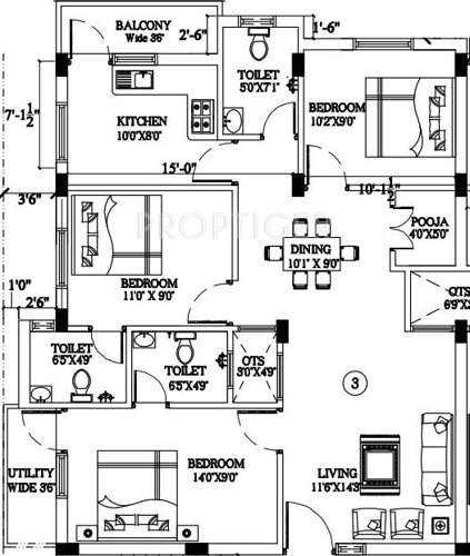 Build Malars Tulip Grand (3BHK+3T (1,300 sq ft) 1300 sq ft)
