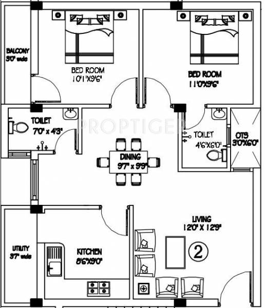 Build Malar Primrose (2BHK+2T (1,000 sq ft) 1000 sq ft)