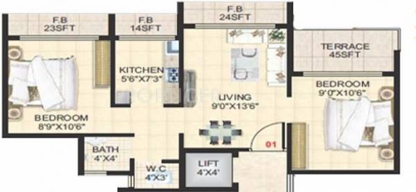 SM Riddhi (2BHK+1T (800 sq ft) 800 sq ft)