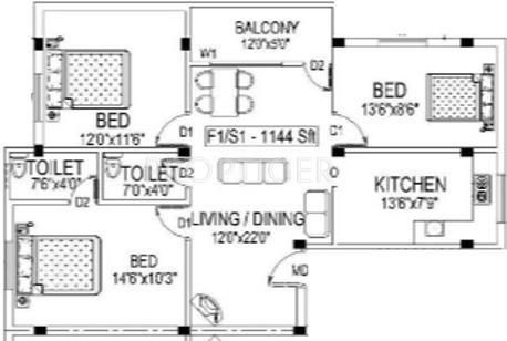 JJ JJ Santhosh (3BHK+3T (1,144 sq ft) 1144 sq ft)