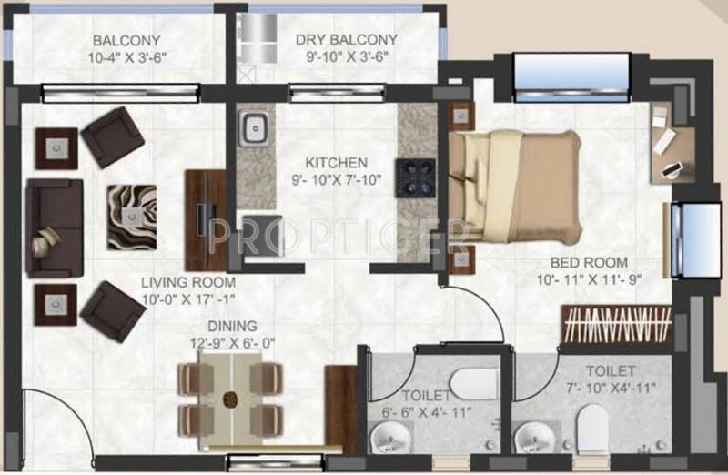 Remus Postcard Portico Apartments (1BHK+1T (818 sq ft) 818 sq ft)