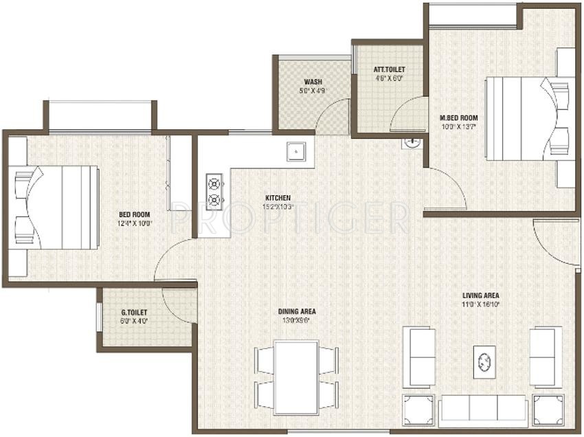 PSY Pramukh Exotica (2BHK+2T (1,260 sq ft) 1260 sq ft)
