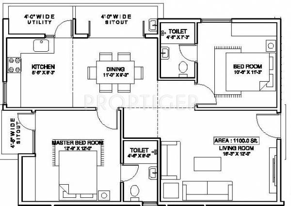 Aesthetic Splendour (2BHK+2T (1,100 sq ft) 1100 sq ft)