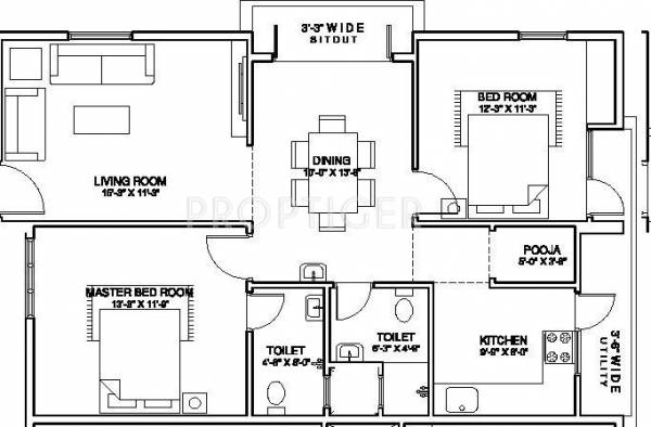 Aesthetic Splendour (2BHK+2T (1,150 sq ft)   Pooja Room 1150 sq ft)