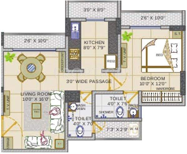 Fenkin Belleza (1BHK+2T (735 sq ft) 735 sq ft)
