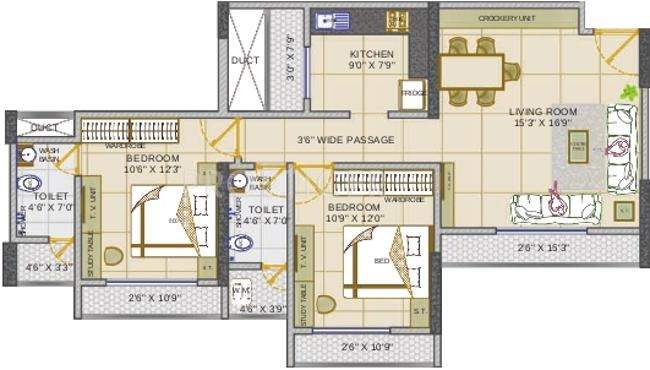 Fenkin Belleza (2BHK+2T (1,060 sq ft) 1060 sq ft)