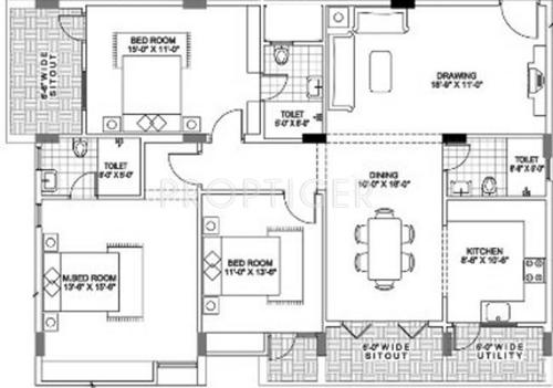 Aesthetic Lakeview Homes (3BHK+3T (1,820 sq ft) 1820 sq ft)